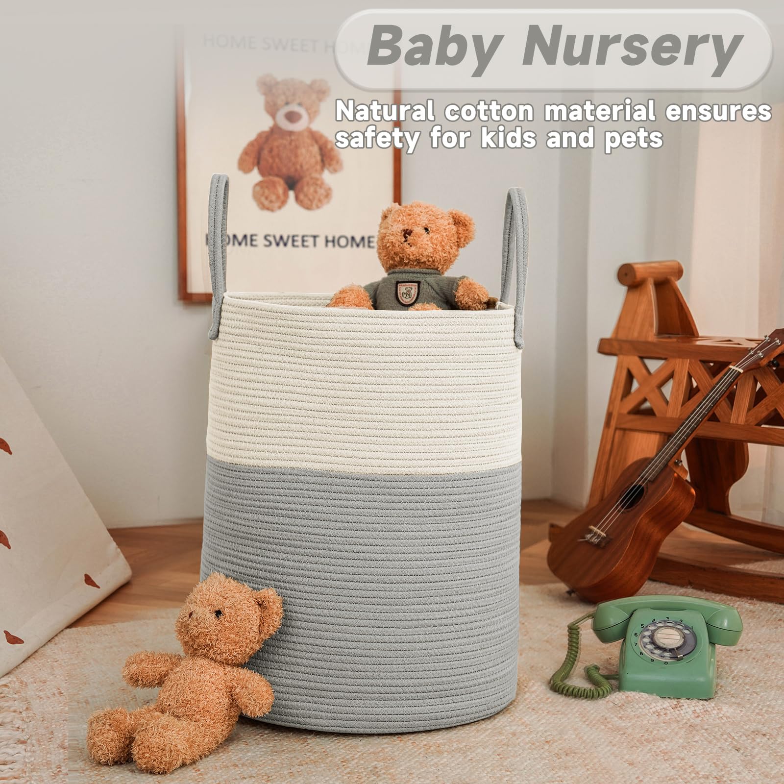 JMvicyroam cotton rope weave basket showing natural handmade durability.