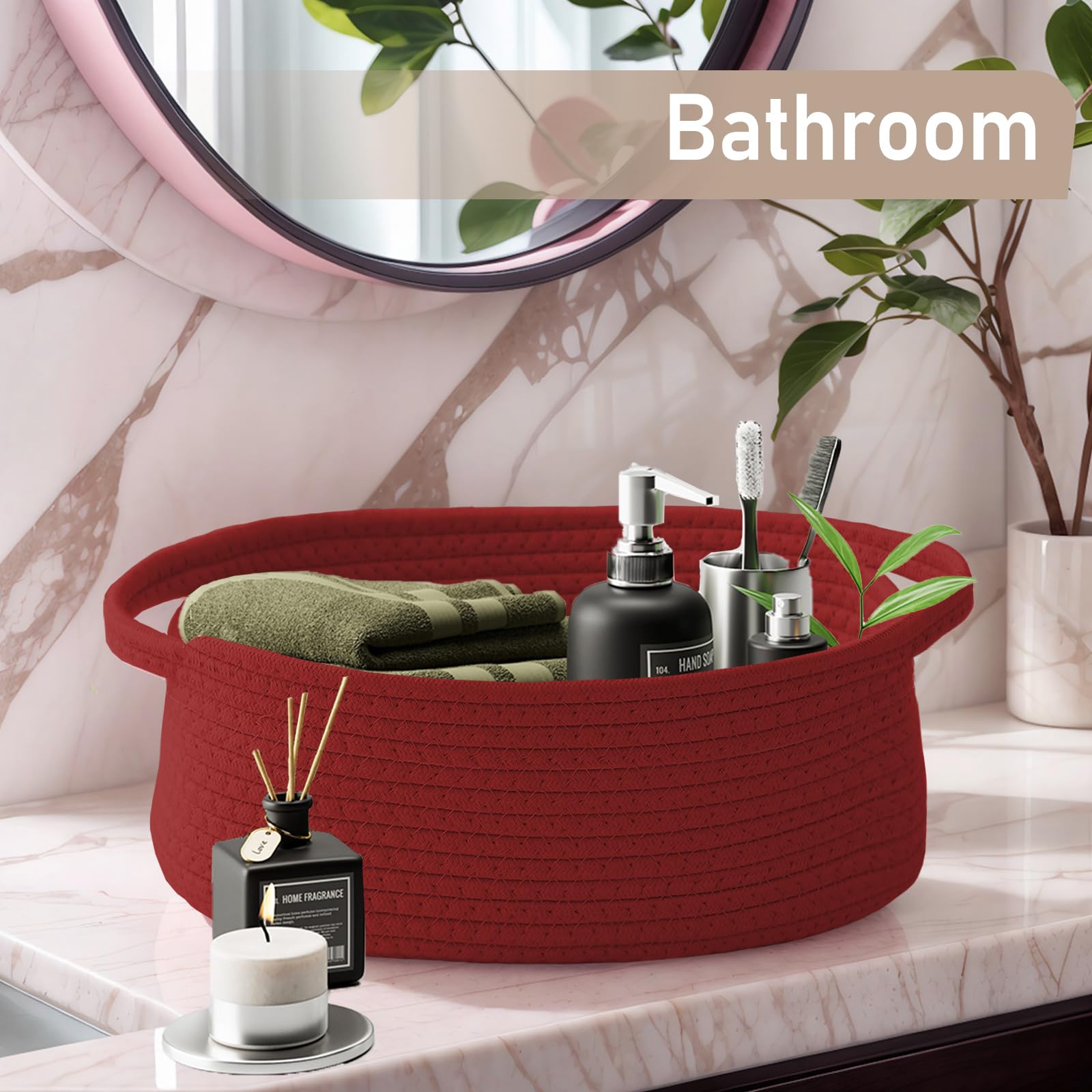 JMvicyroam decorative basket enhances home decor with warm red accent