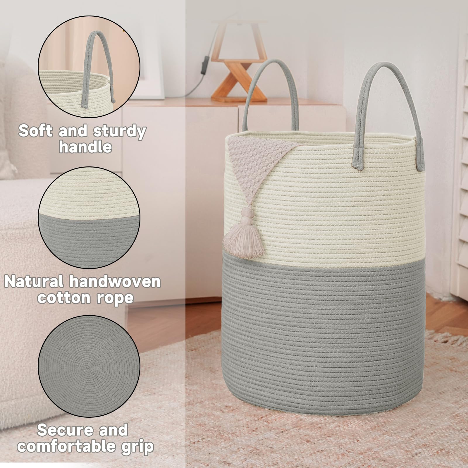JMvicyroam nursery basket in baby room ideal for blankets and clothes.