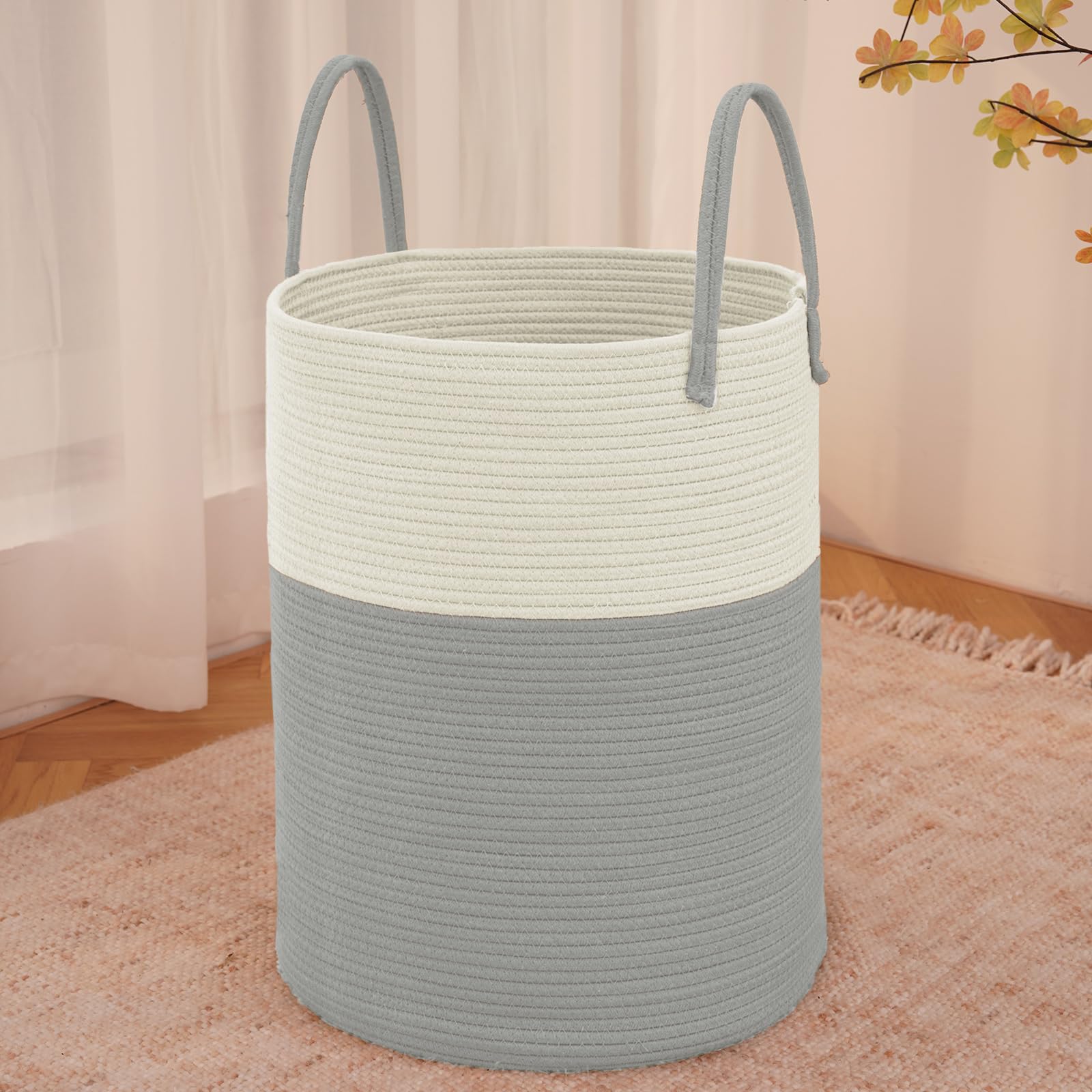 JMvicyroam large woven laundry basket with blanket storage for tidy living spaces.