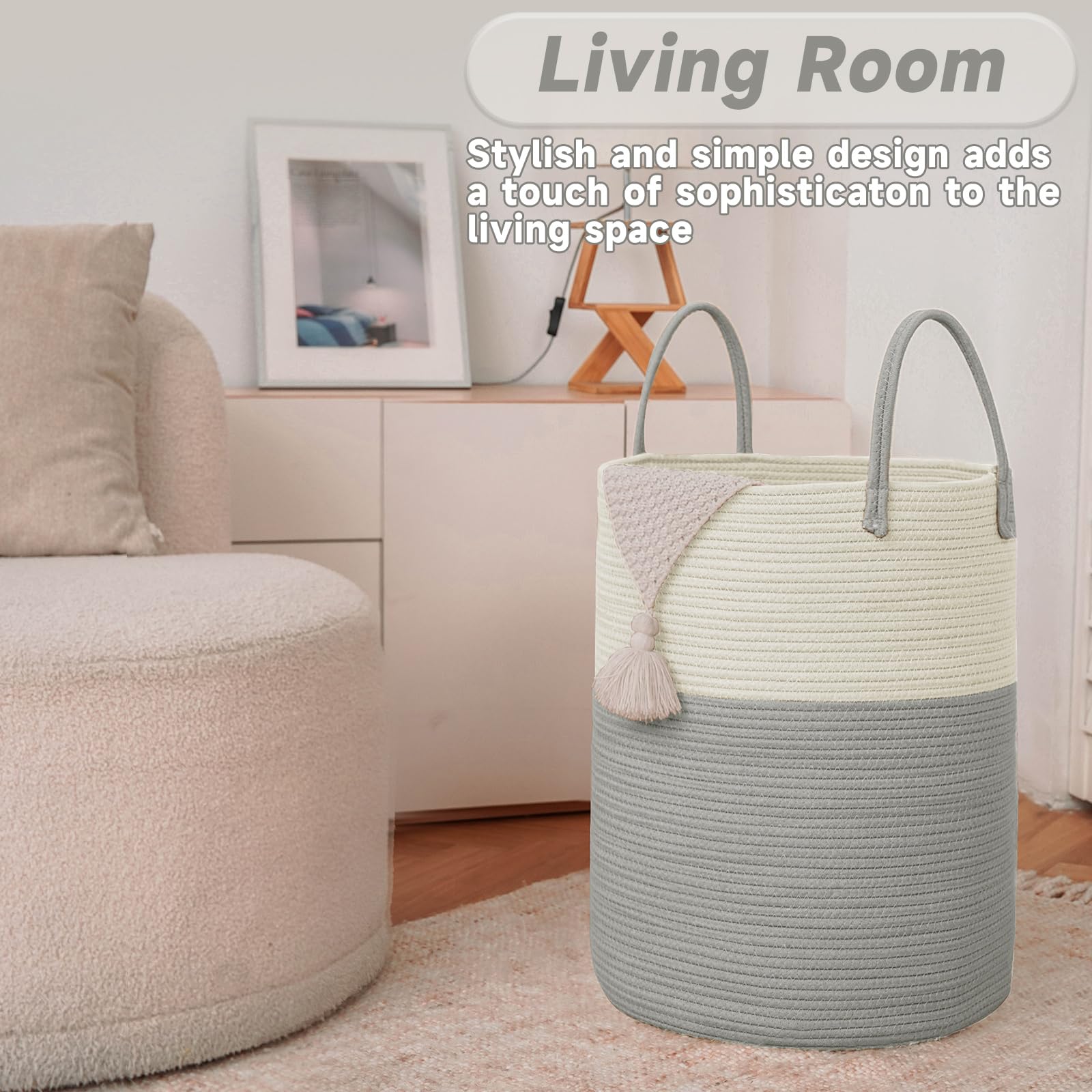JMvicyroam large woven basket with folds for easy storage and reshaping.