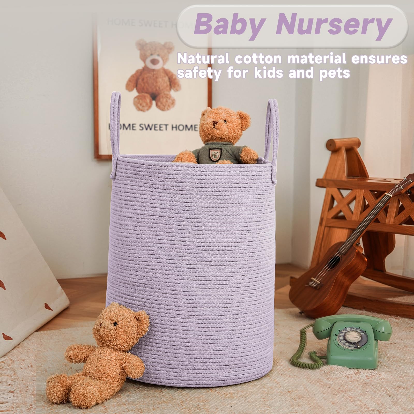 JMvicyroam large woven laundry basket folded-empty demonstrates space-saving collapsible design.