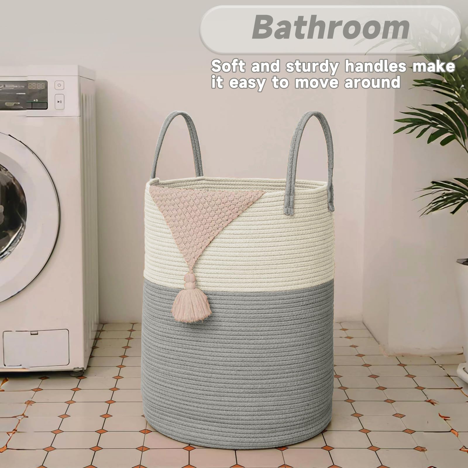 JMvicyroam storage basket holding toys helps keep nursery organized.