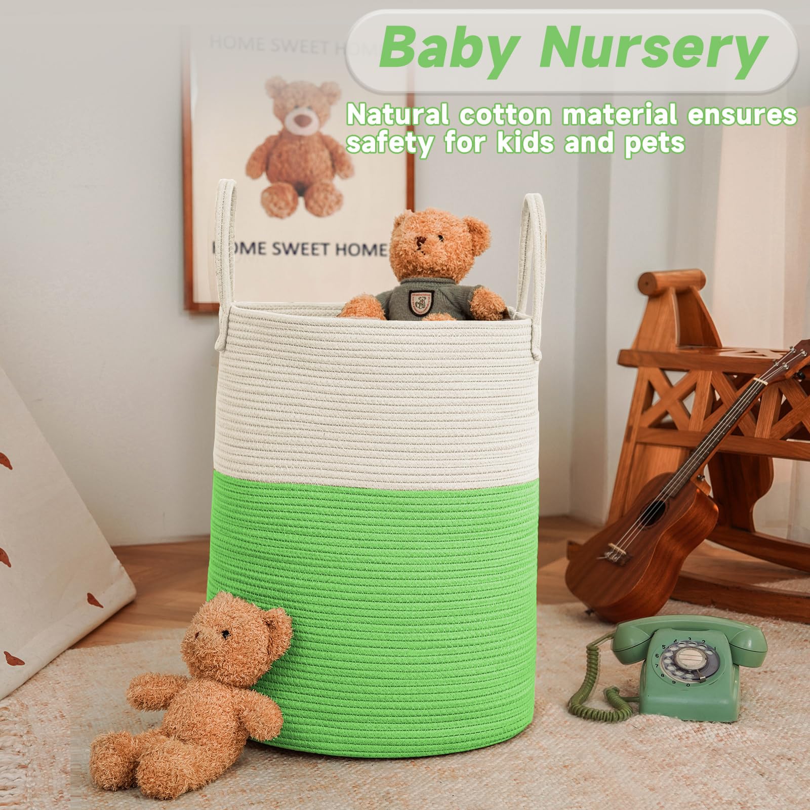 JMvicyroam laundry basket closeup rope weave highlights natural handmade texture and safety