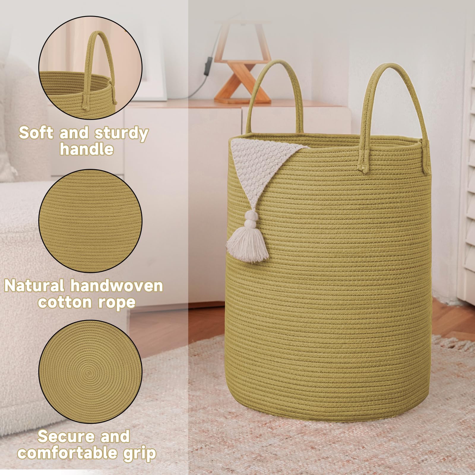 JMvicyroam laundry basket in nursery keeps toys and blankets organized and accessible.