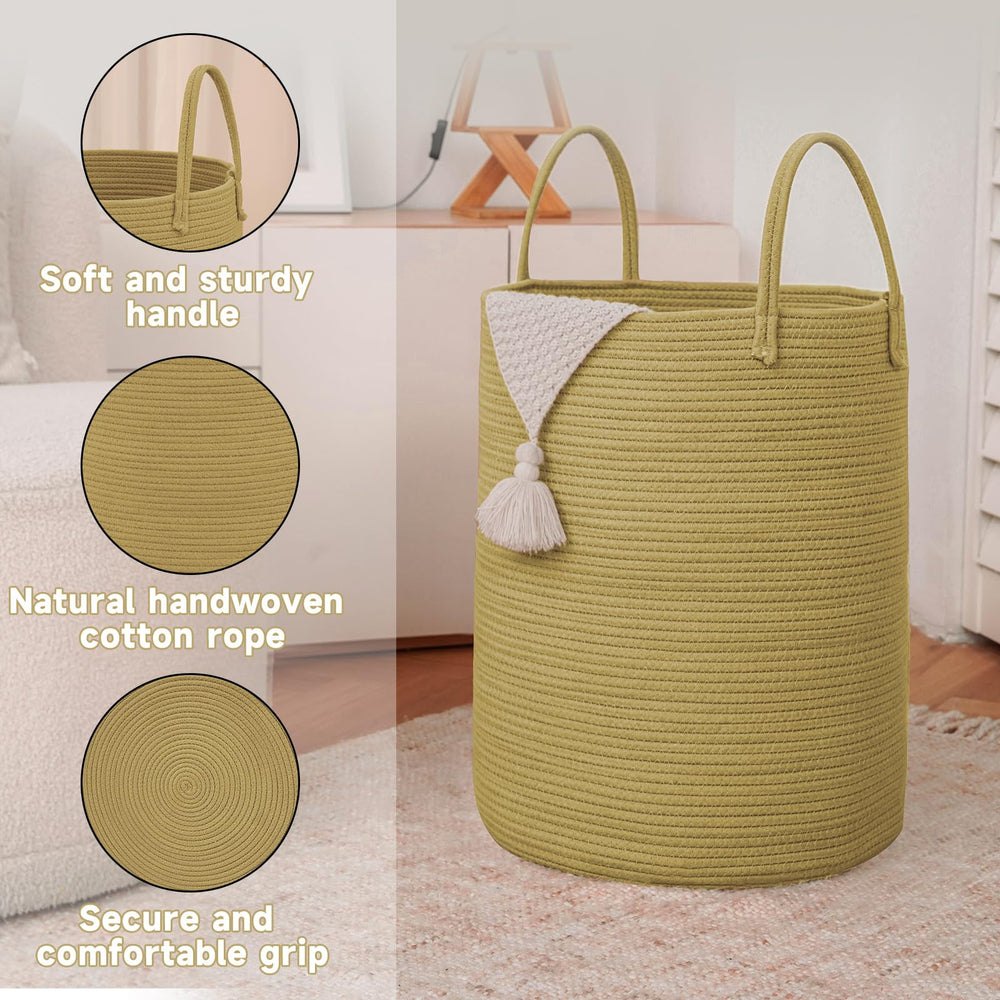 JMvicyroam laundry basket in nursery keeps toys and blankets organized and accessible.