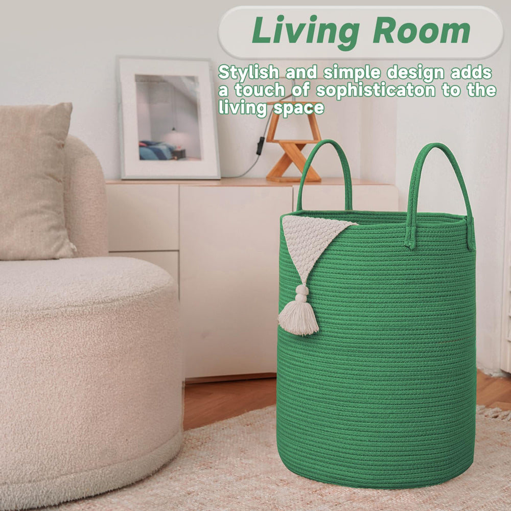JMvicyroam laundry basket open showing blankets in nursery