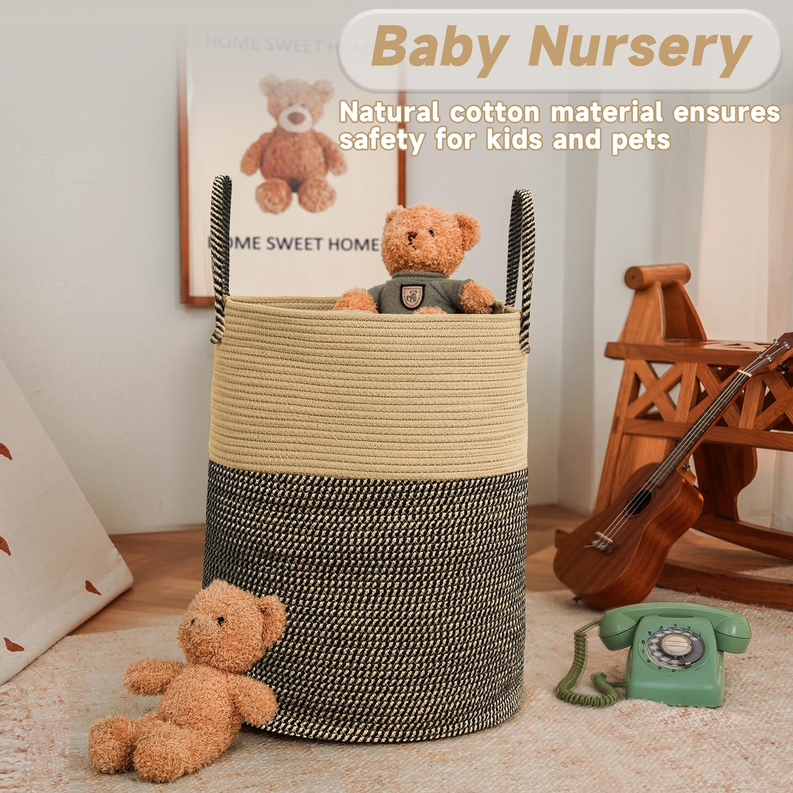 JMvicyroam nursery hamper with toys, ideal for organized baby nursery storage.