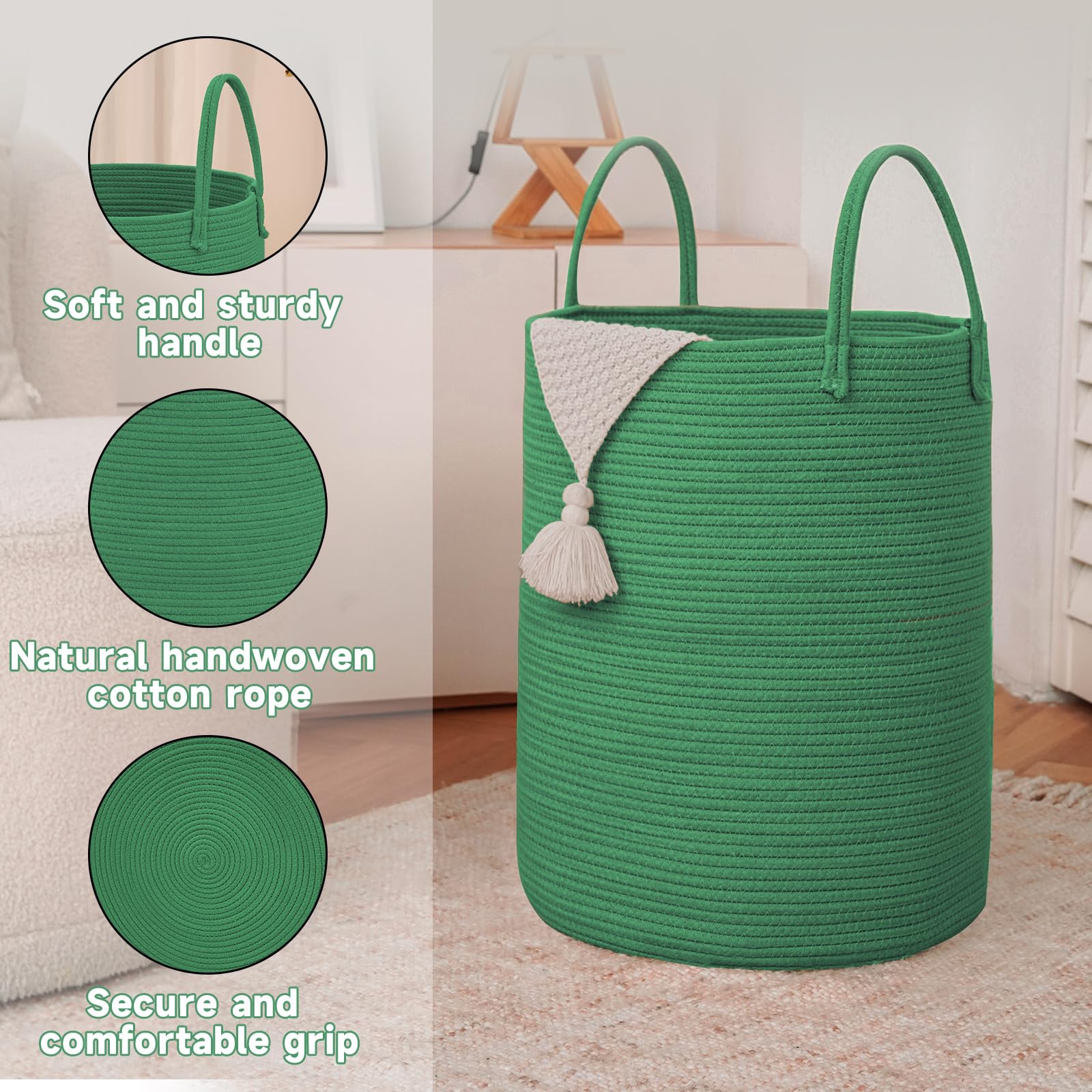 JMvicyroam nursery setup with tall basket for toys and blankets