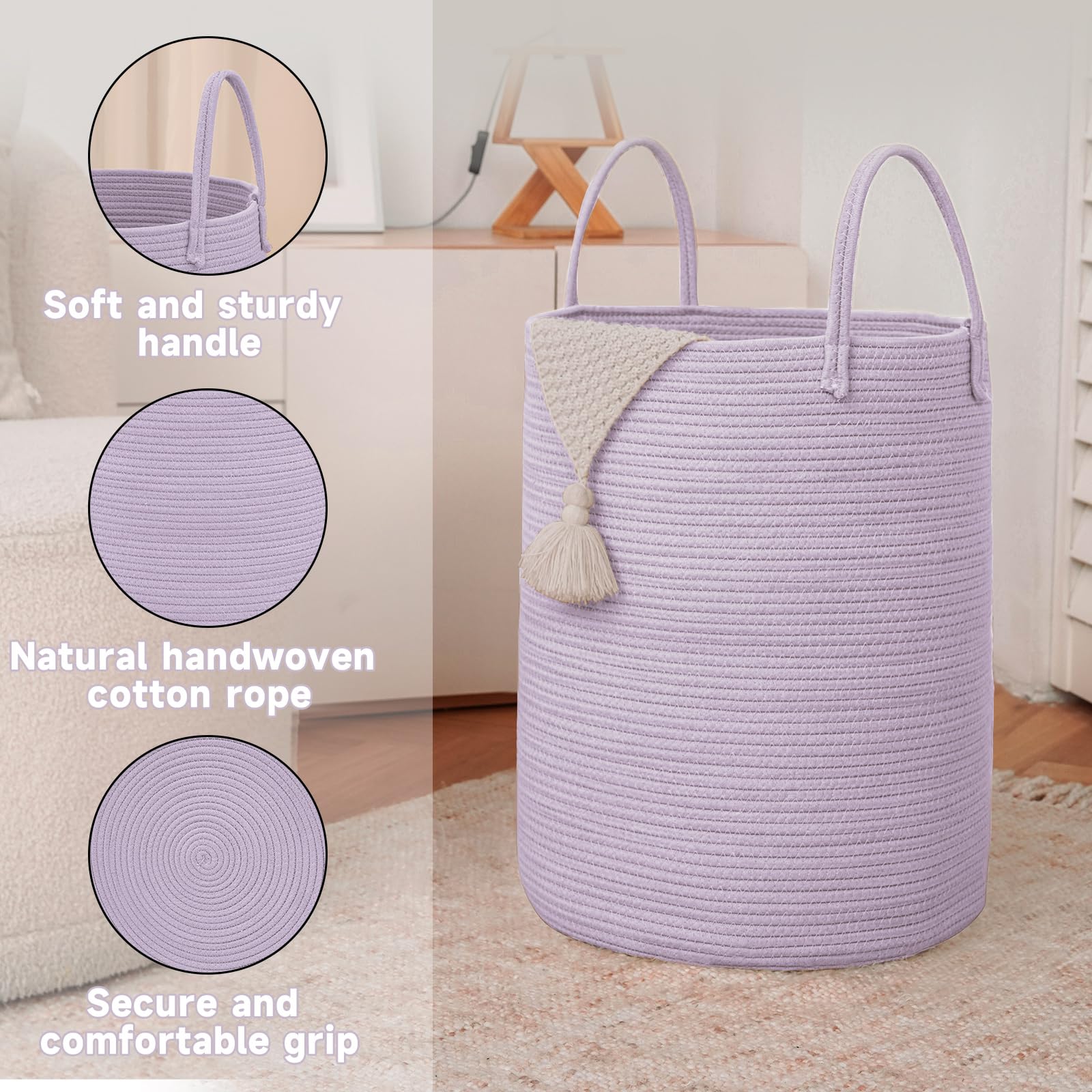 JMvicyroam purple nursery hamper decor in living space