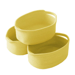 JMvicyroam woven basket set in yellow on shelf for organization
