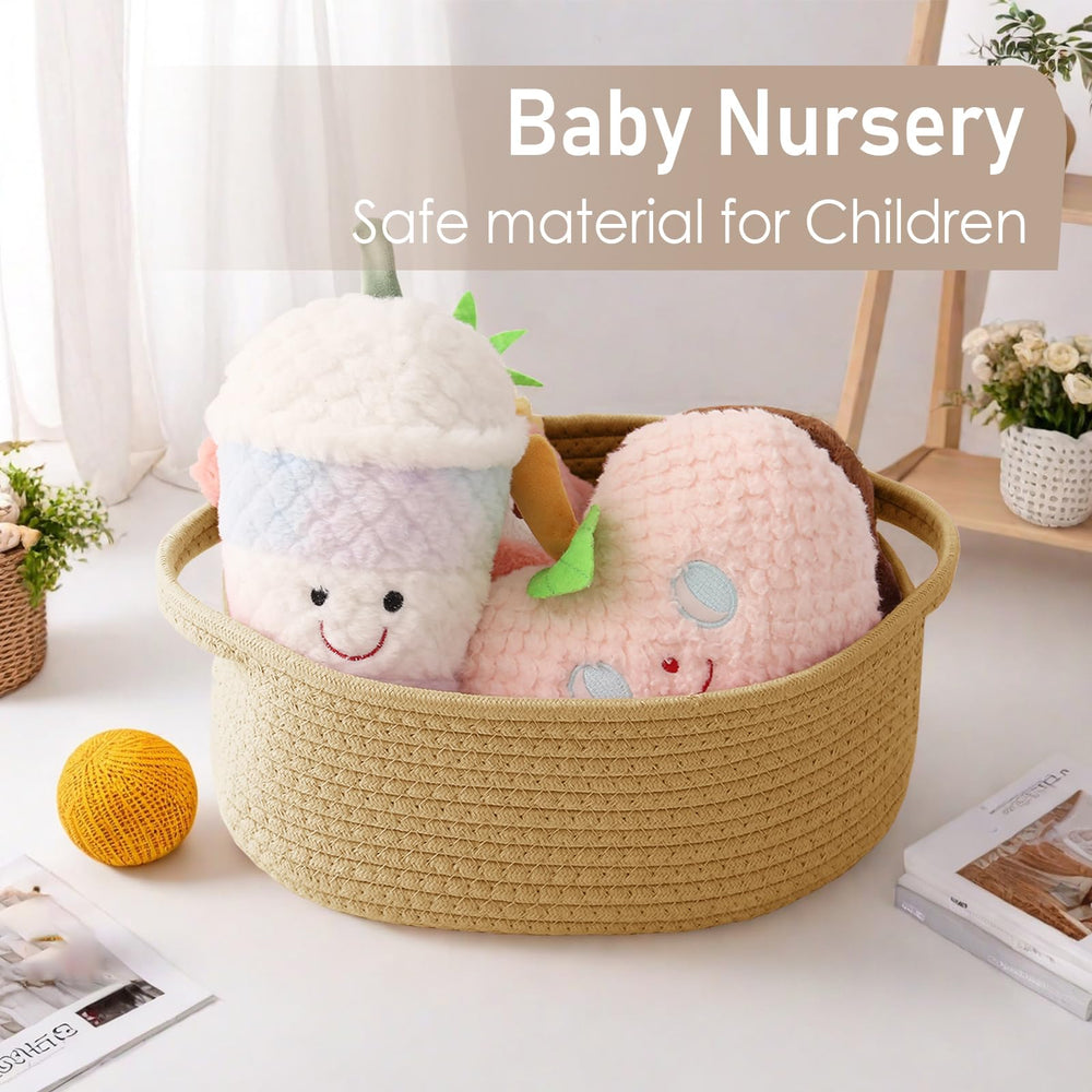 JMvicyroam woven basket as a diaper caddy in nurseries adds soft storage