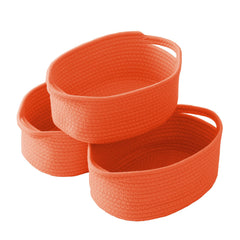JMvicyroam woven basket orange 3-pack on a shelf offers versatile storage