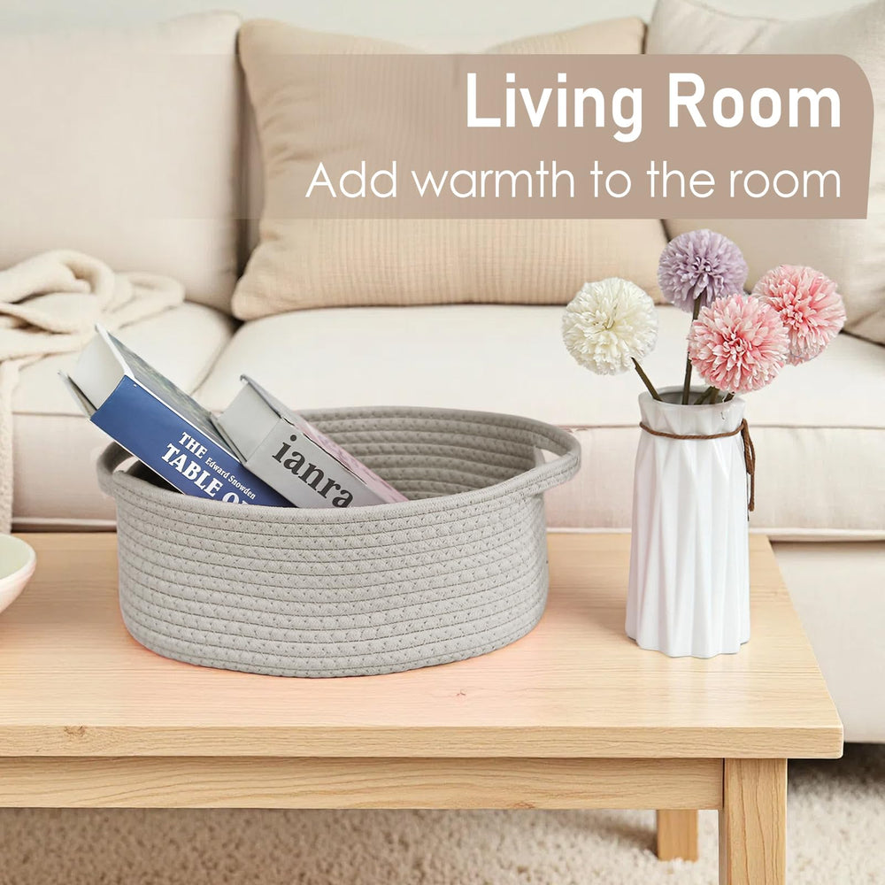 JMvicyroam handwoven cotton rope basket safe for kids and pets.