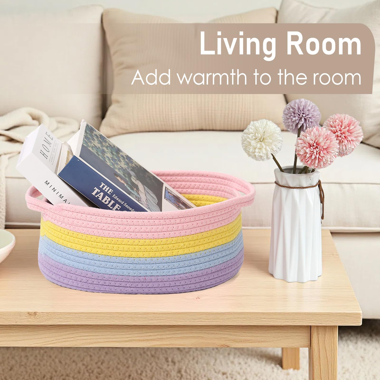JMvicyroam rainbow basket detail highlights colorful decor and accessible storage