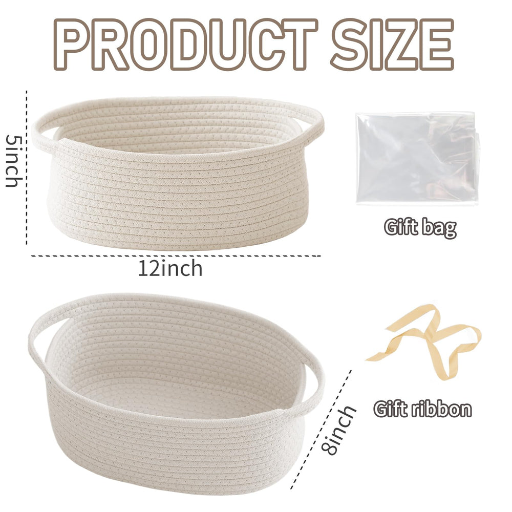 JMvicyroam three-pack white baskets highlighting textured cotton rope storage.