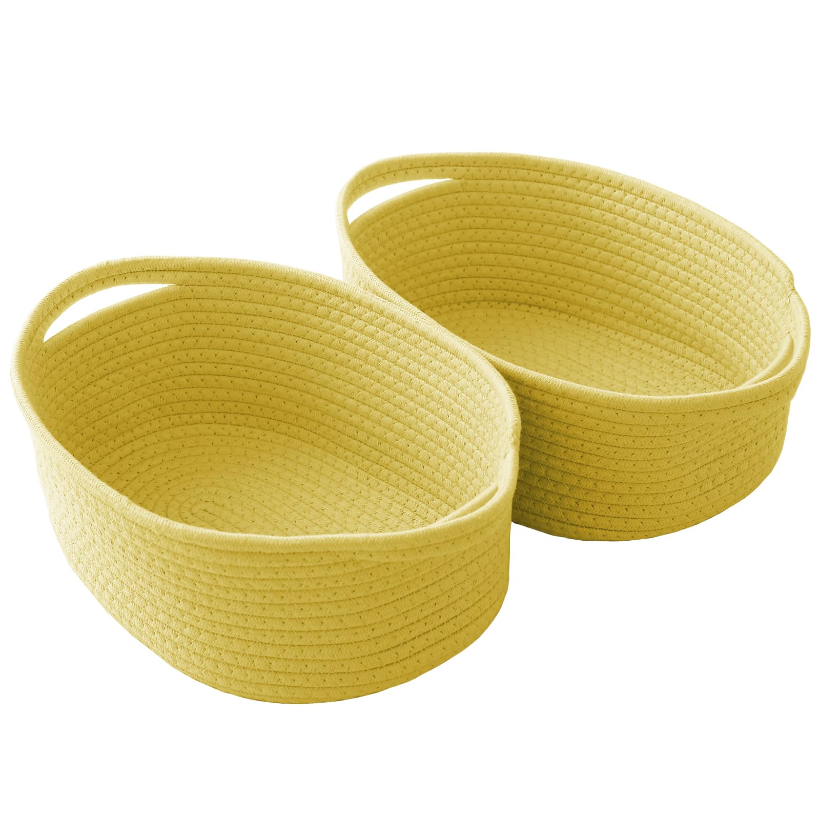 JMvicyroam woven basket yellow two-pack front view for tidy shelf organization