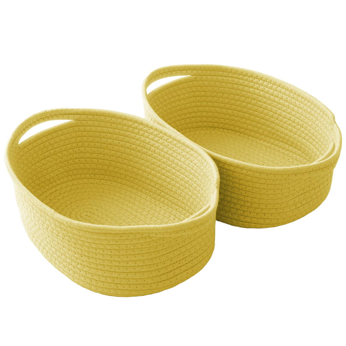 JMvicyroam woven basket yellow two-pack front view for tidy shelf organization