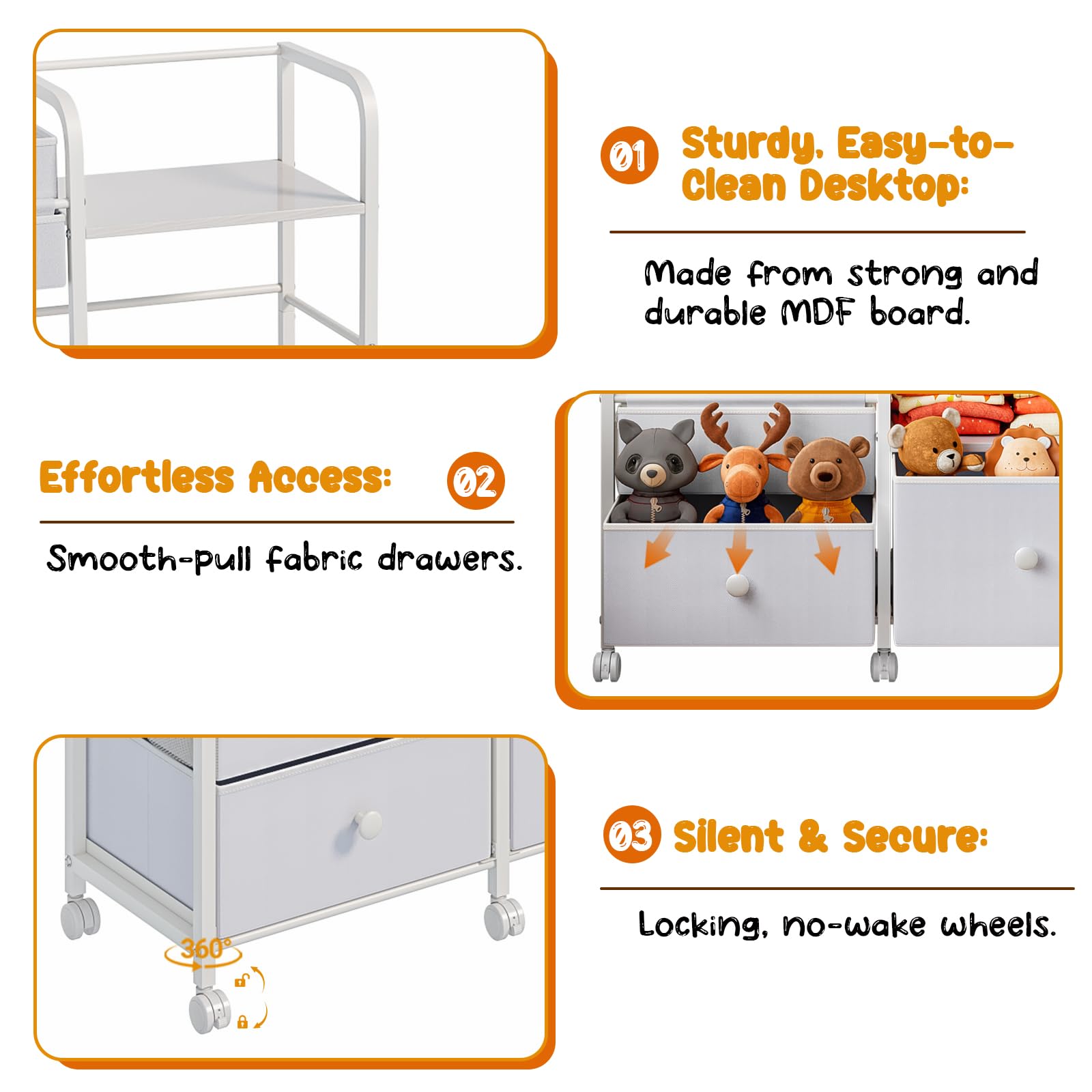 Jnancun durable Oxford fabric drawers protect items and are easy to clean