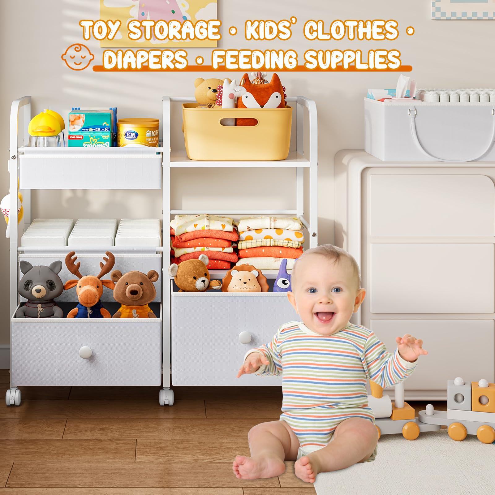Jnancun nursery storage in use showing a tidy changing area