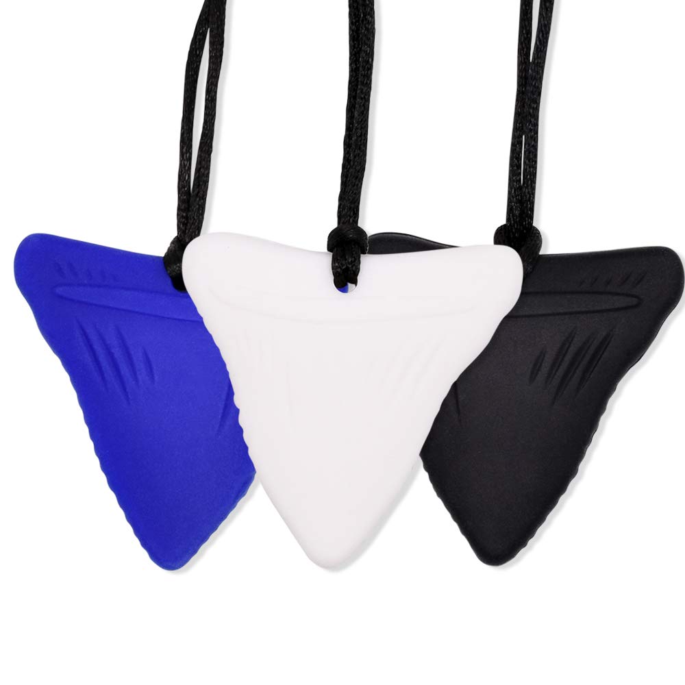 JNATER Shark Tooth Chew Necklace pack—three colors for sensory focus and calm during daily routines.