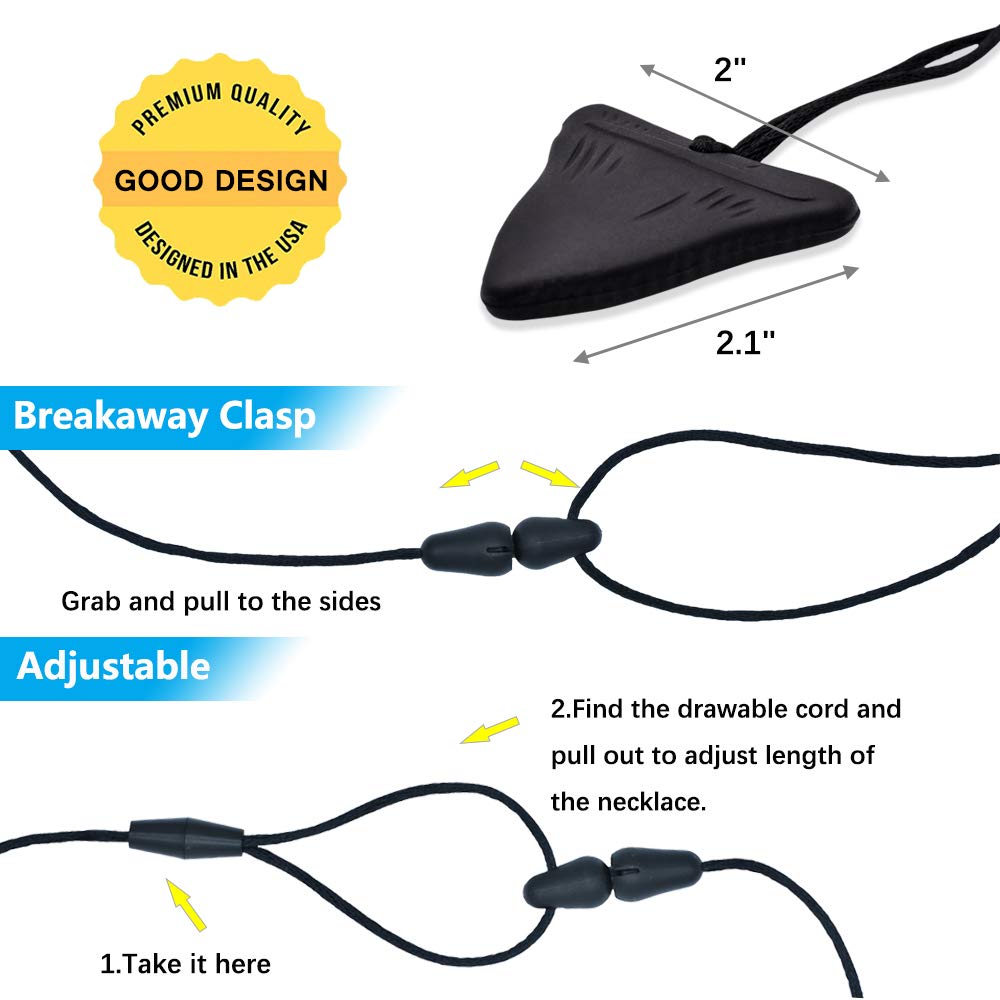JNATER Shark Tooth Chew Necklace worn as a comforting accessory in classrooms and at home.