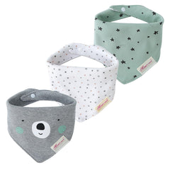 JN&LULU grey bear bandana bibs keep drool tidy during feeds