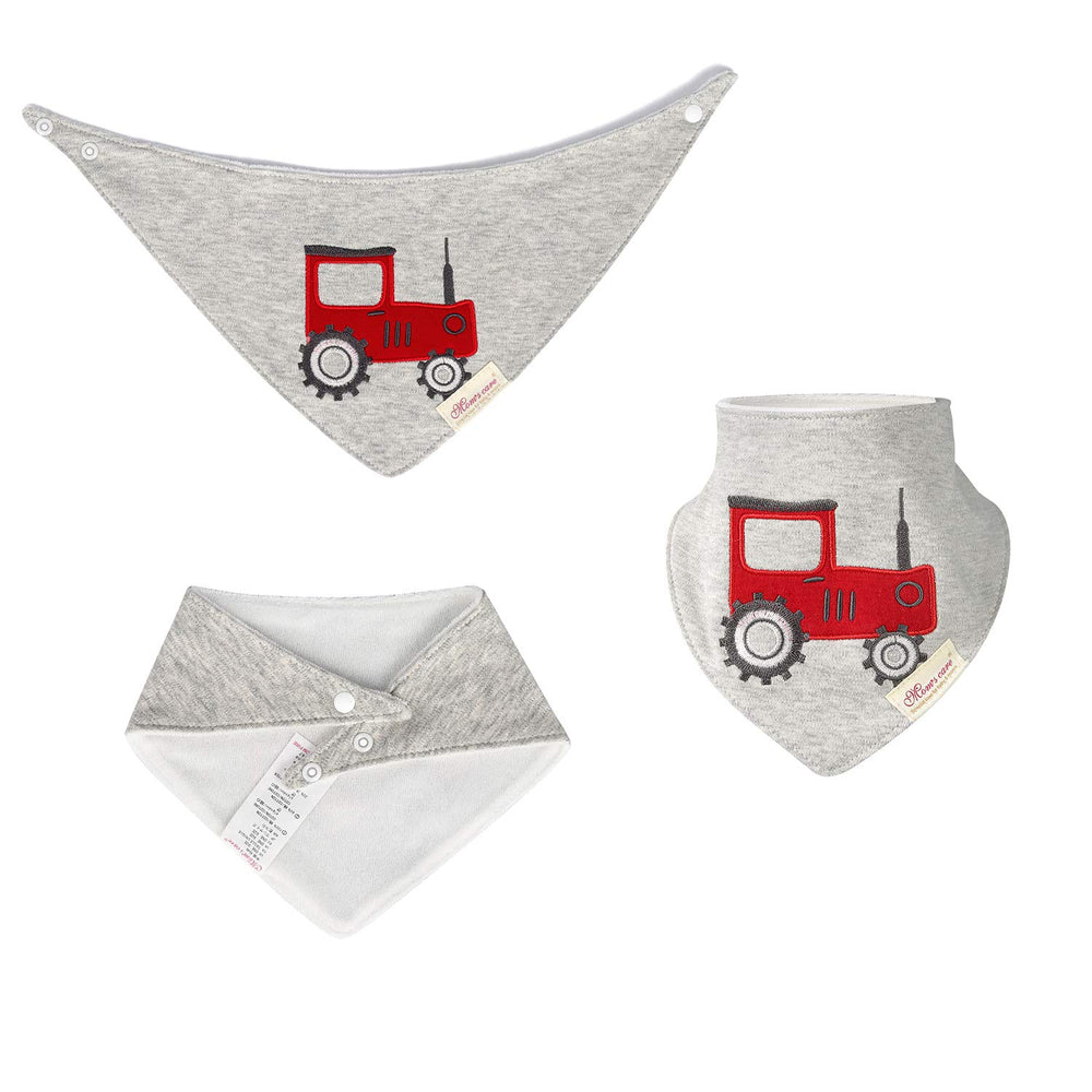 JN&LULU cotton baby bibs trio emphasizes soft fabric and gentle comfort.