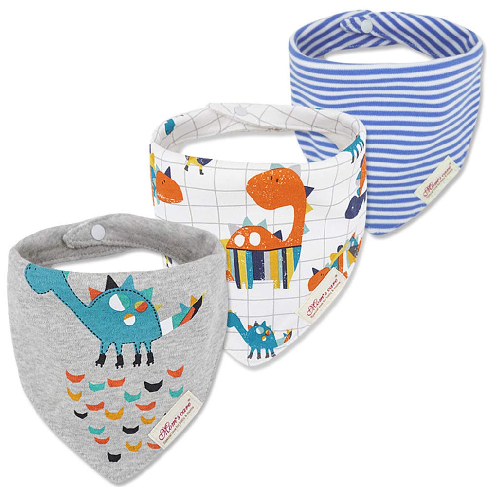 JN&LULU dinosaur bandana bibs pack keeps drool contained and outfits clean during mealtime.