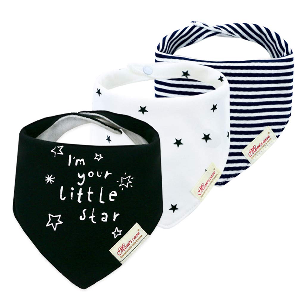 JN&LULU newborn bibs bandana Little Star front view helps catch drool and keeps outfits clean.
