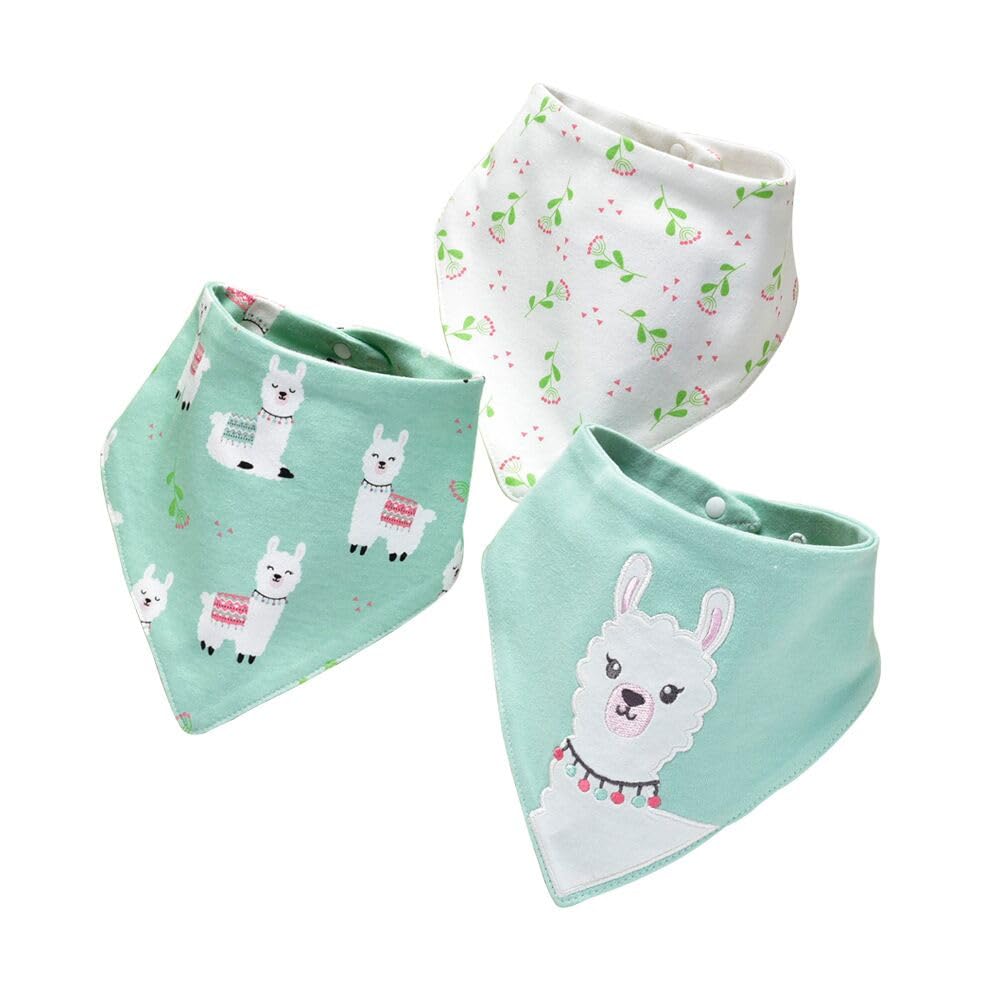 JN&LULU sheep-pattern baby bib bandana protects outfits and eases drool cleanup during meals.