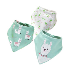 JN&LULU sheep-pattern baby bib bandana protects outfits and eases drool cleanup during meals.