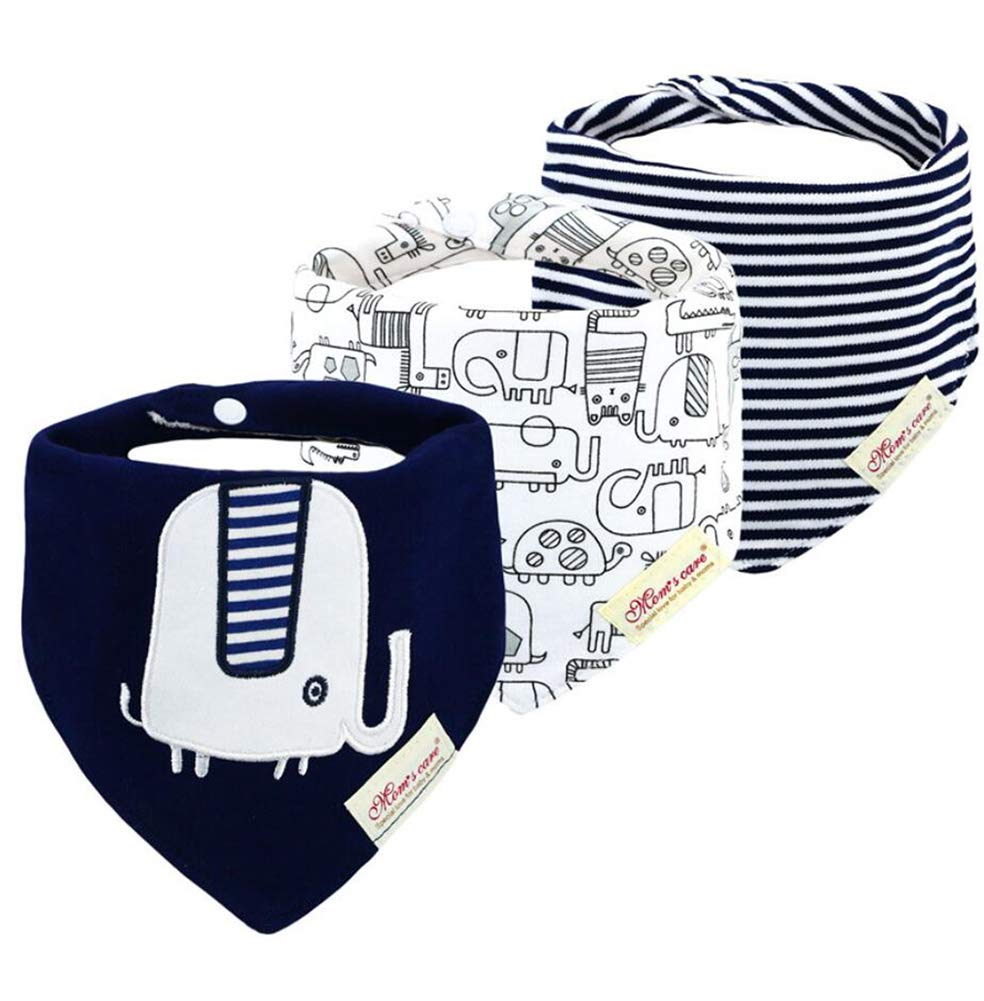 JN&LULU 3-pack bandana bibs with adjustable snaps keeping outfits clean during drool