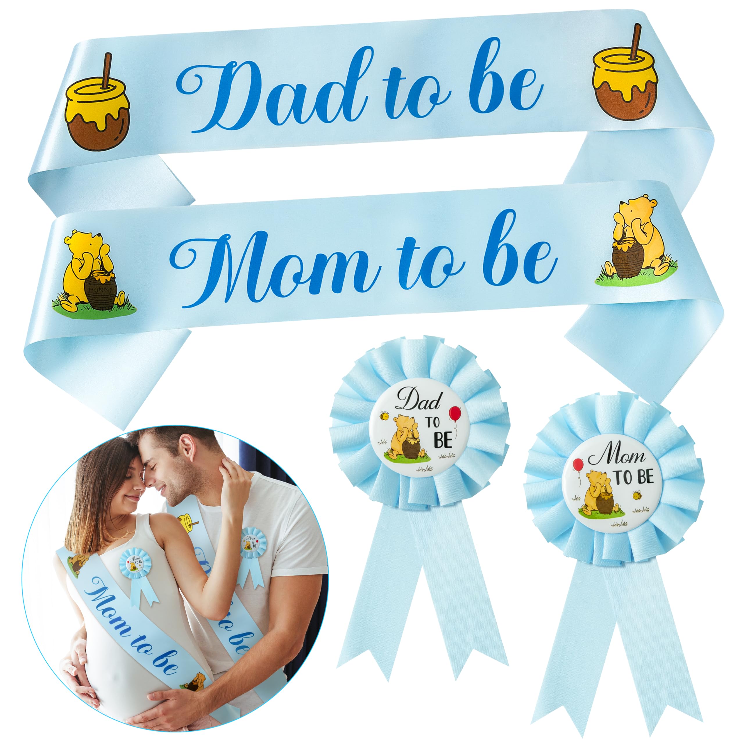 Jnothmore Winnie mom-to-be belt blue for memorable baby shower photo ops