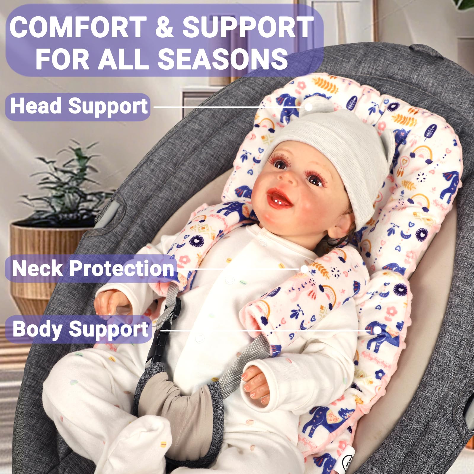 Jundetye back fabric texture enhances gentle touch against baby skin.