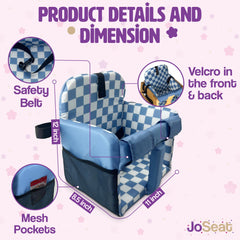 JoSeat adjustable straps detail highlighting snug cart fit