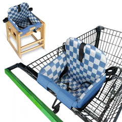 JoSeat shopping cart cover blue checkered front view showing protective surface