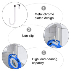 joaoxoko potty seat hook on door use shows flexible, drill-free installation.