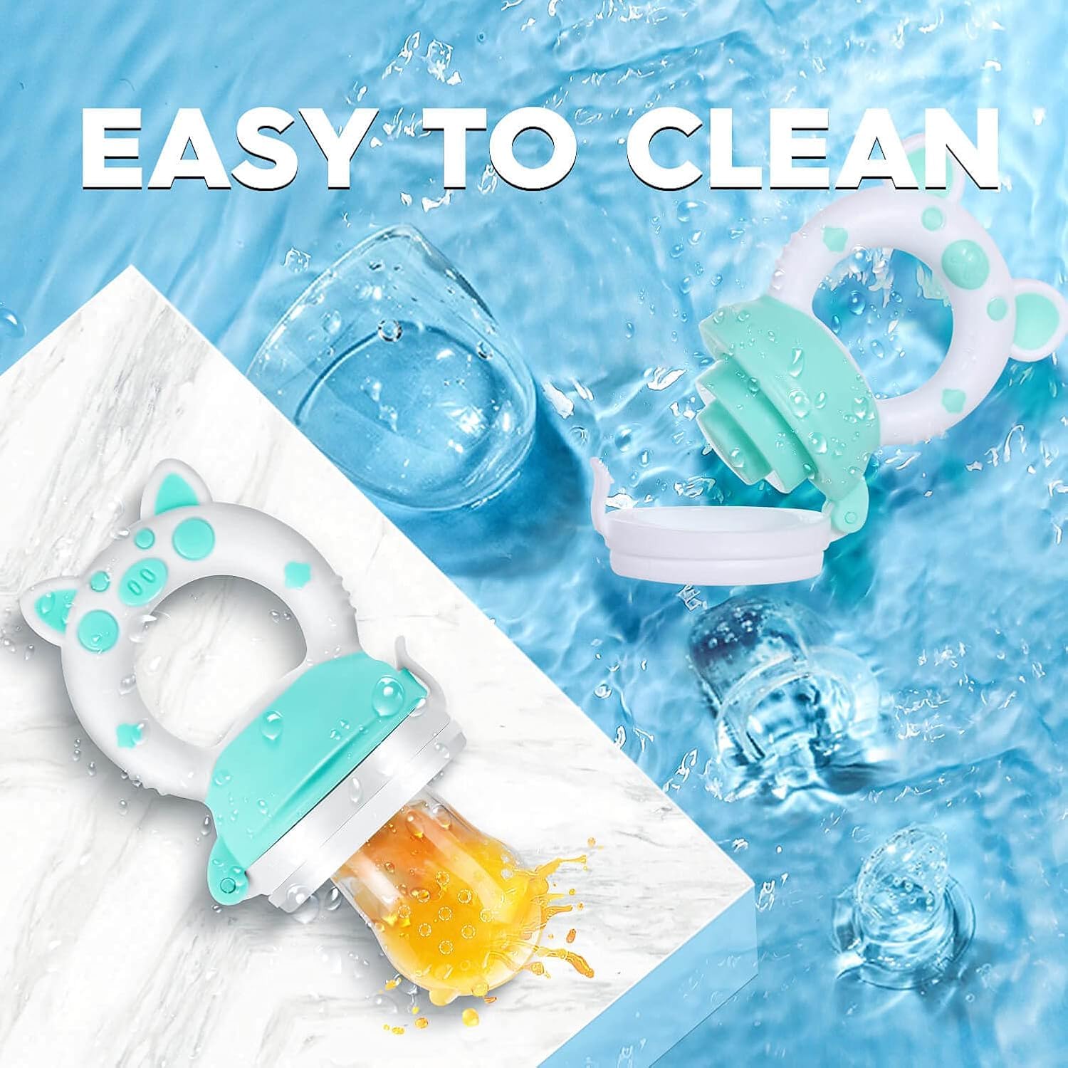 Jochebed two-pack blue feeders with six silicone sacs for different ages