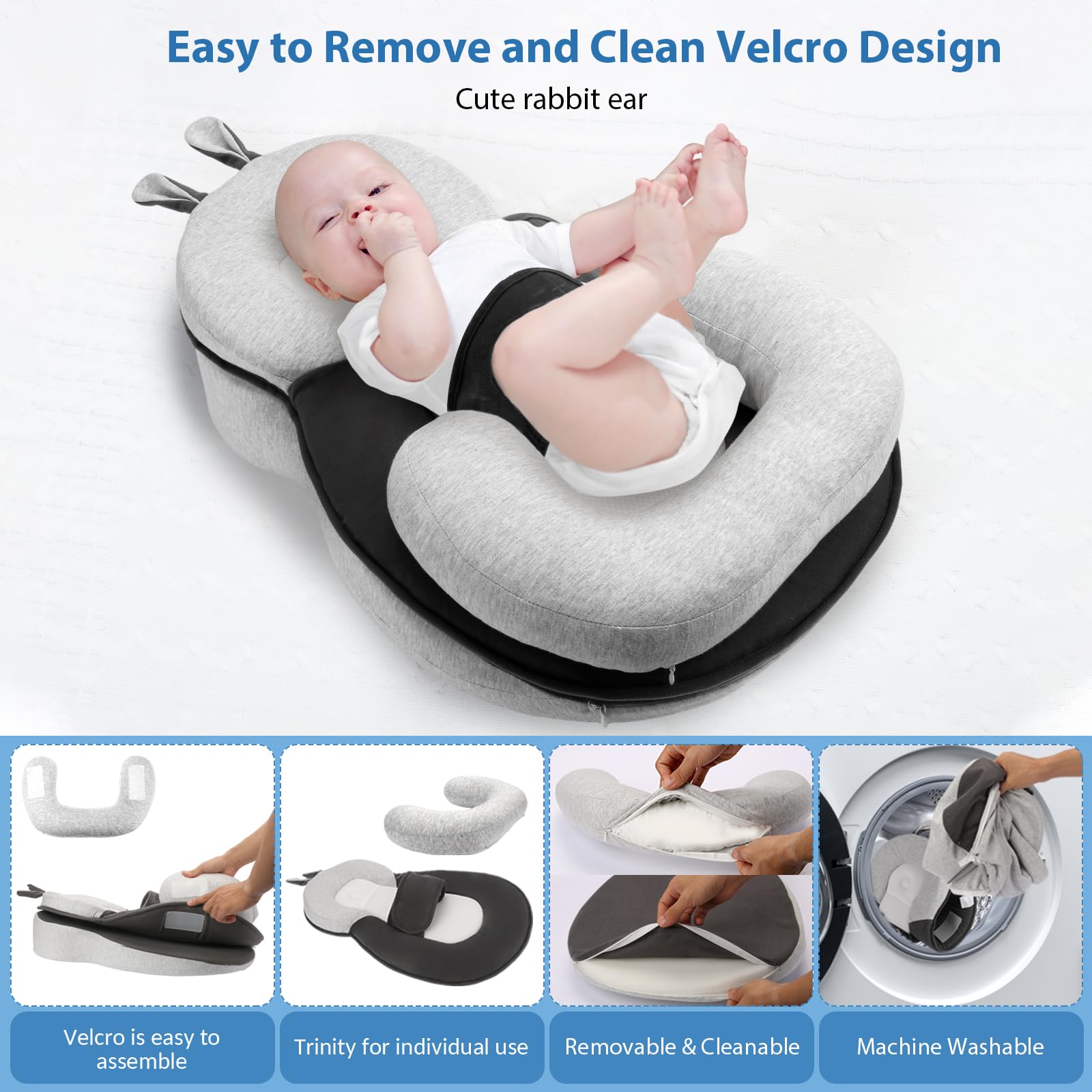 Joehea Baby Lounger dual-function removable pad demonstrates easy cleaning and versatility