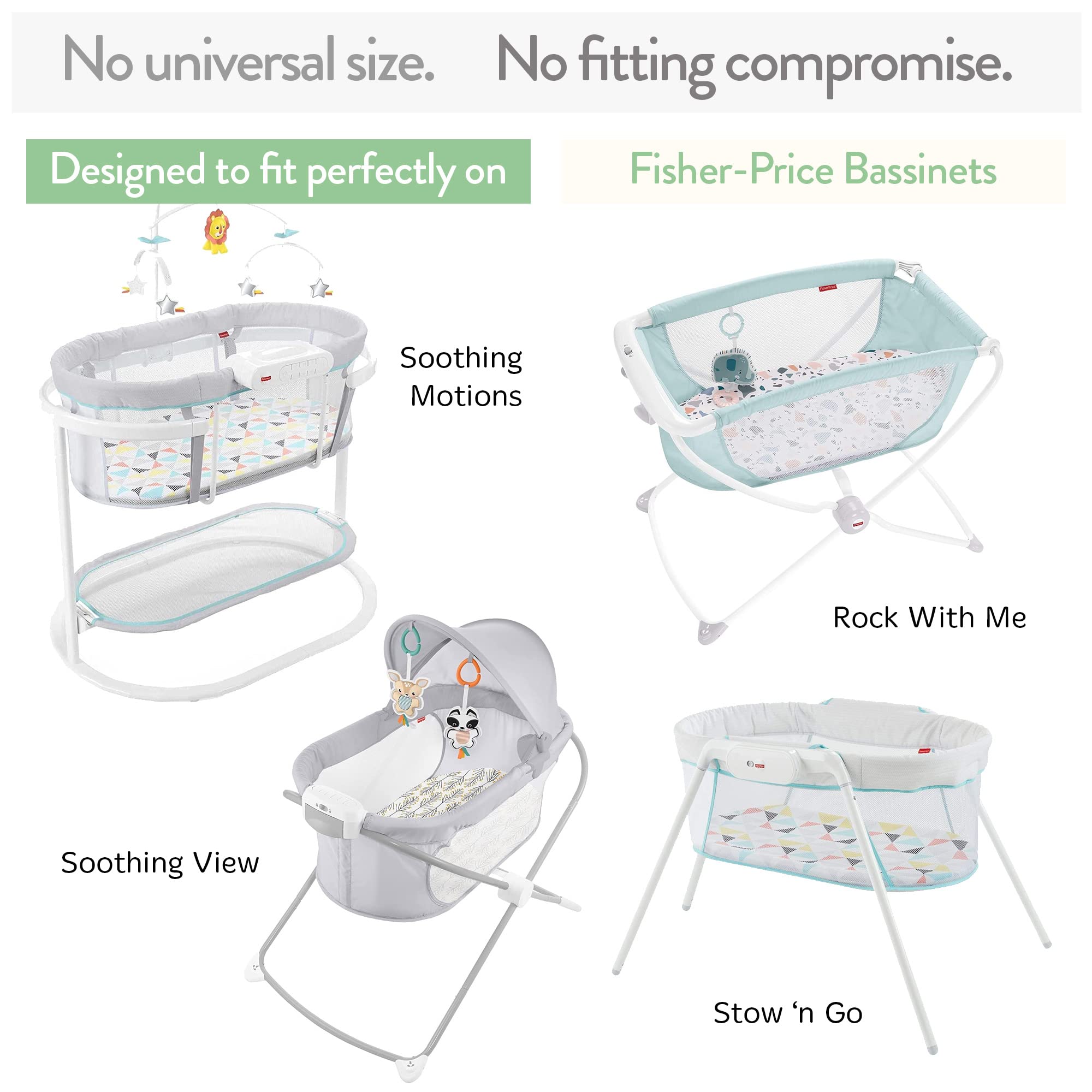 Joey + Joan bassinet sheets fits Soothing Motions for safe snug bassinet sleep