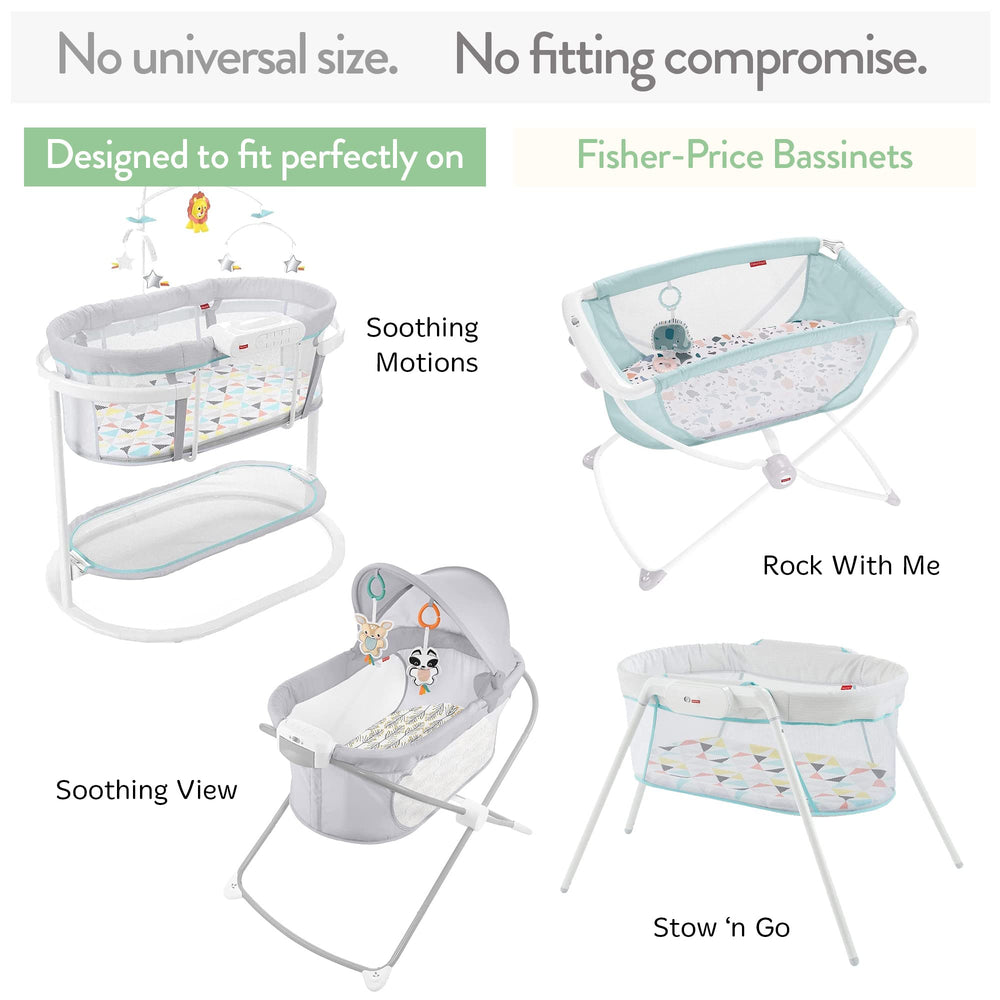Joey + Joan bassinet sheets fits Soothing Motions for safe snug bassinet sleep