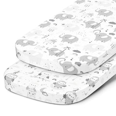 Joey + Joan bedside sleeper sheet close-up highlighting soft jersey cotton texture for baby comfort