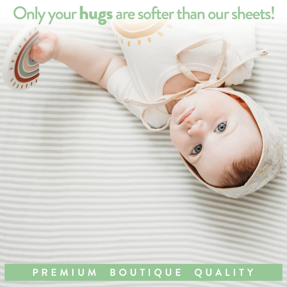 Joey + Joan breathable jersey weave stays cooler, reducing sweat for restful naps.