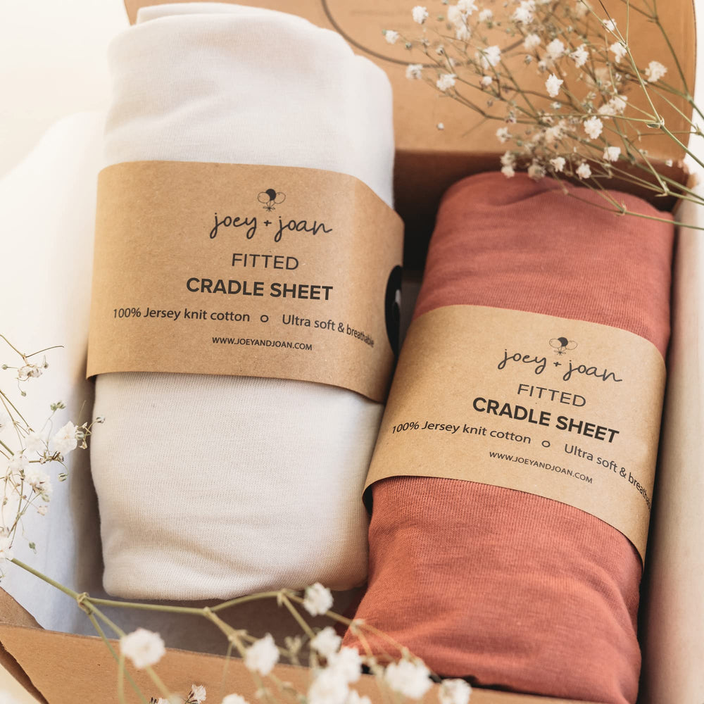Joey + Joan cradle sheets 18x36 soft jersey for snug baby comfort