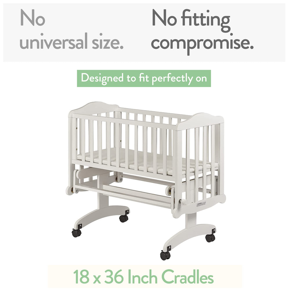 Joey + Joan cradle sheets breathable jersey fabric promotes sweat-free comfort for baby.