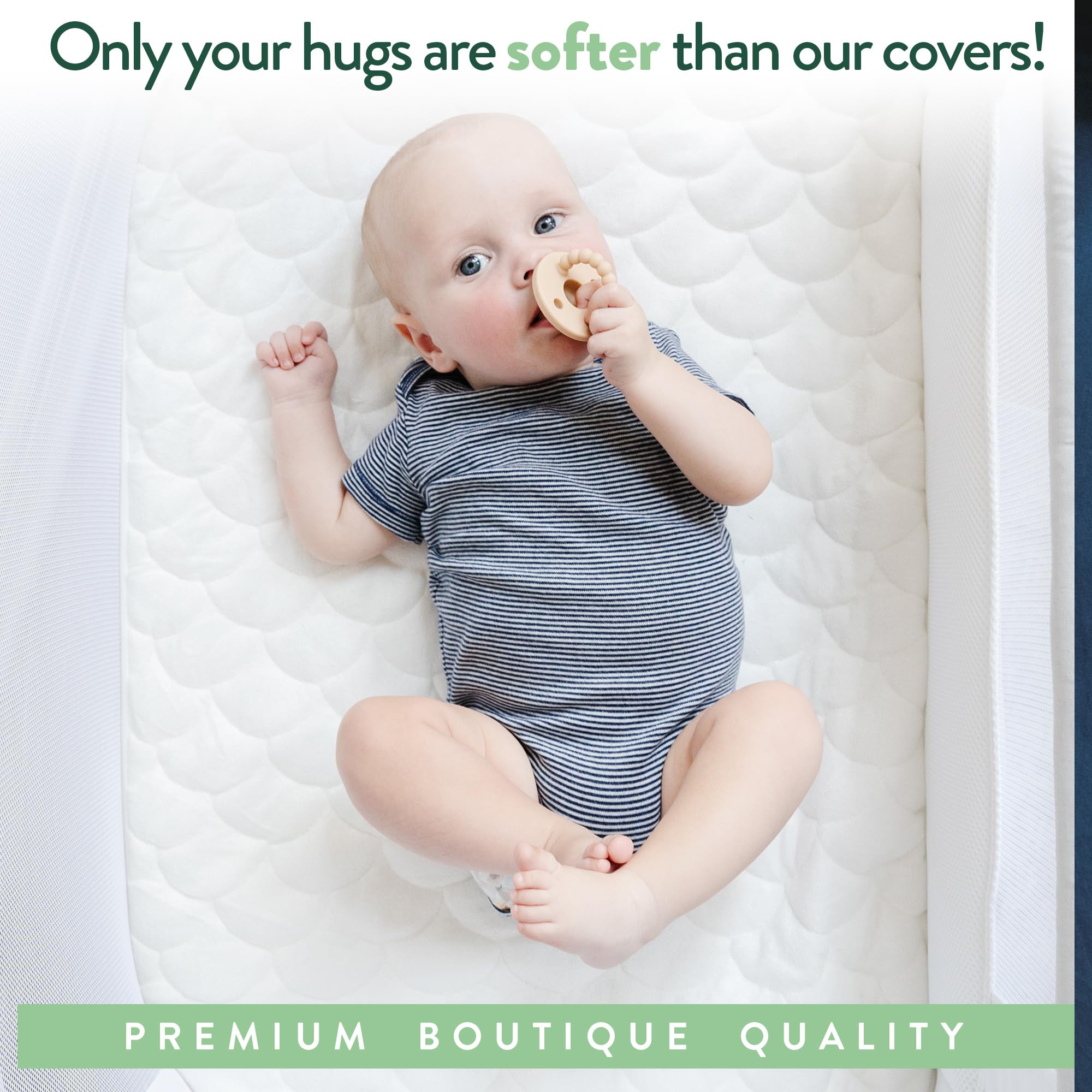 Joey + Joan quiet, crinkle-free fabric minimizes sleep disturbances for baby.