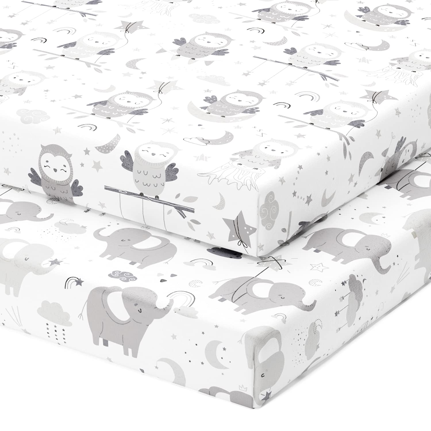 Joey + Joan mini crib sheet fits 24x38 snugly for safe, peaceful sleep.