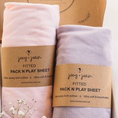 Joey + Joan pack and play sheets close-up of jersey cotton highlighting soft, gentle touch