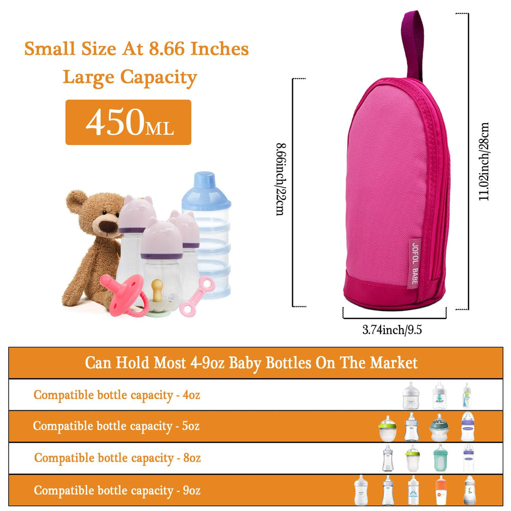 JOFOL BABE 9oz bottle fit image demonstrates convenient capacity for everyday feeds.